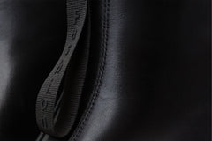 The Tackle Black Leather Block Heel Boot - Vinci Leather