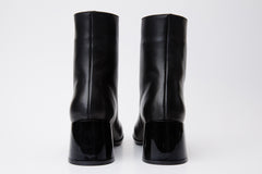 The Tackle Black Leather Block Heel Boot - Vinci Leather