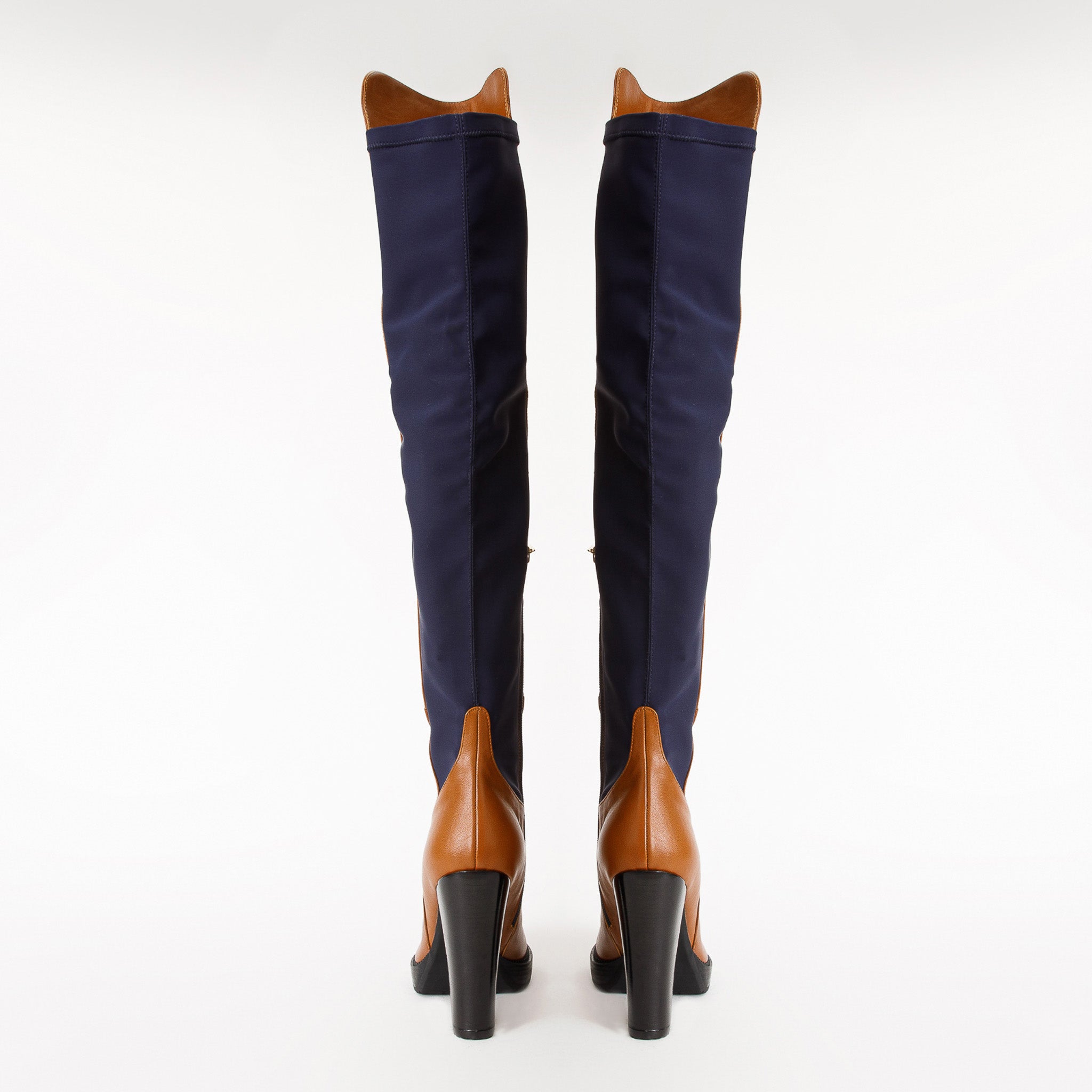 The Sao Paulo Tan Leather Knee High Platform Heel Boot - Vinci Leather