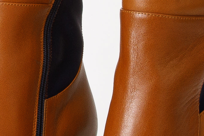 The Sao Paulo Tan Leather Knee High Platform Heel Boot - Vinci Leather