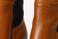 The Sao Paulo Tan Leather Knee High Platform Heel Boot - Vinci Leather