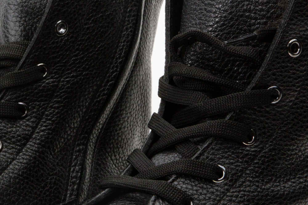 The Kajapati Black Leather Natural Fur Mid Calf Boot - Vinci Leather