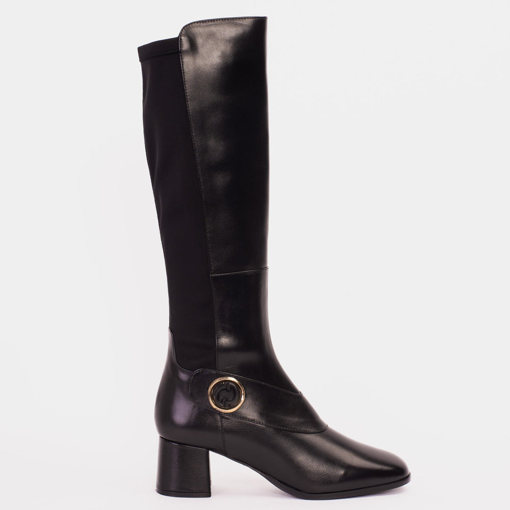 The Windsor Black Leather Knee High Boot - Vinci Leather