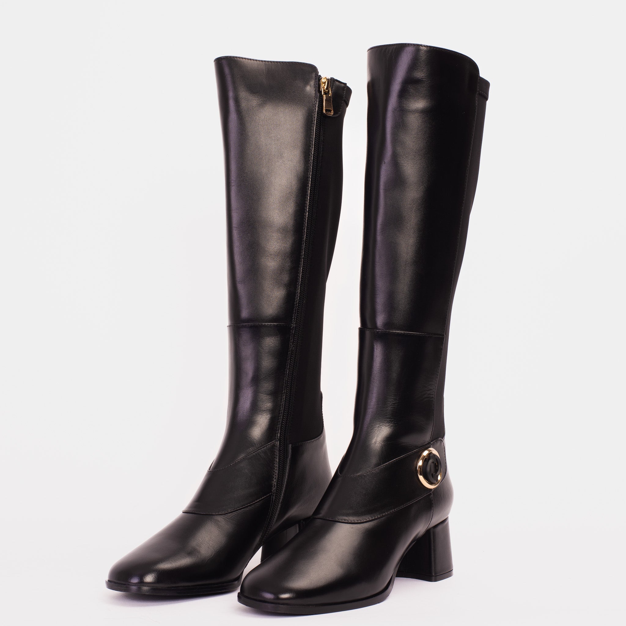 The Windsor Black Leather Knee High Boot - Vinci Leather