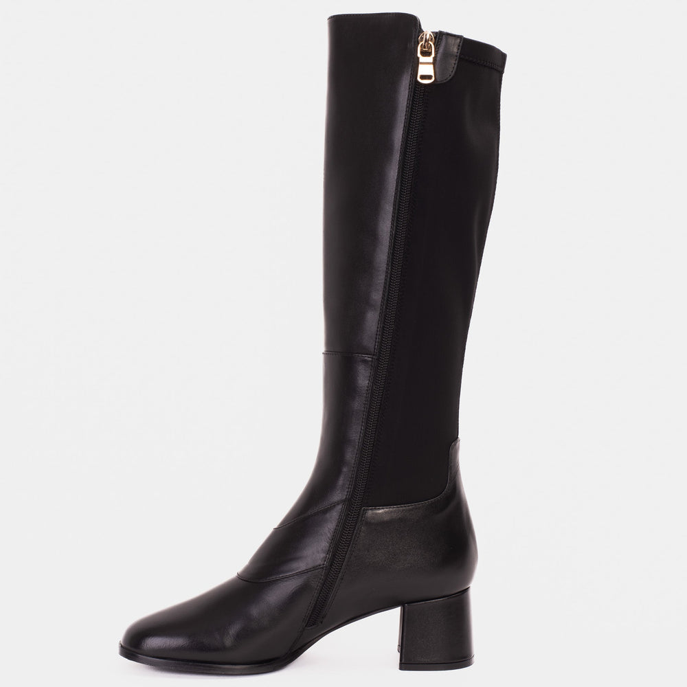 The Windsor Black Leather Knee High Boot - Vinci Leather