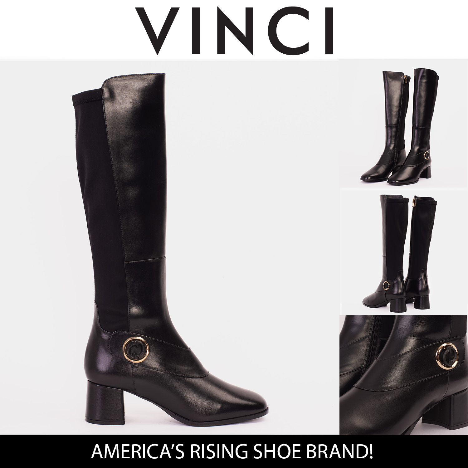 The Windsor Black Leather Knee High Boot - Vinci Leather