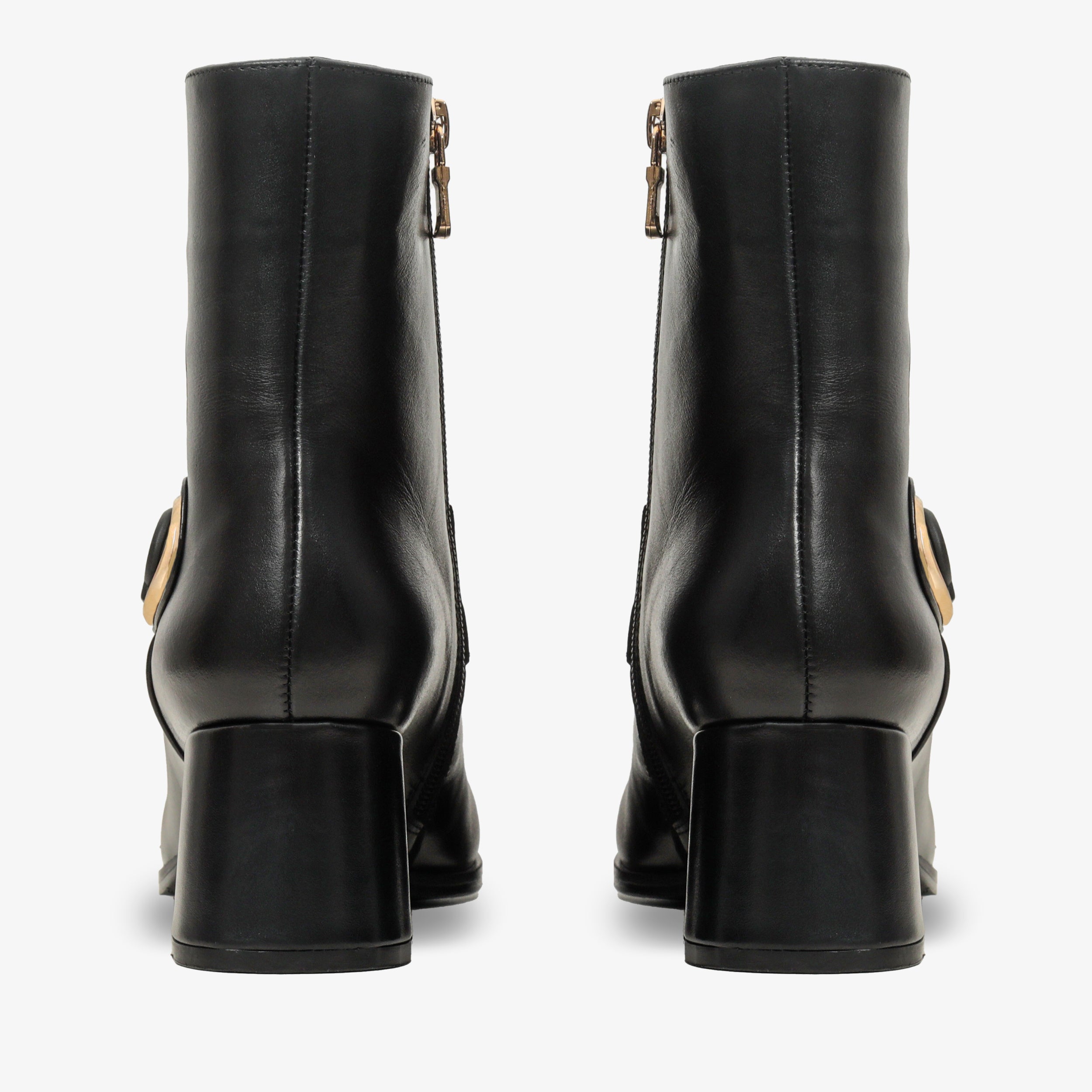 The Windsor Black Leather Block Heel Boot - Vinci Leather