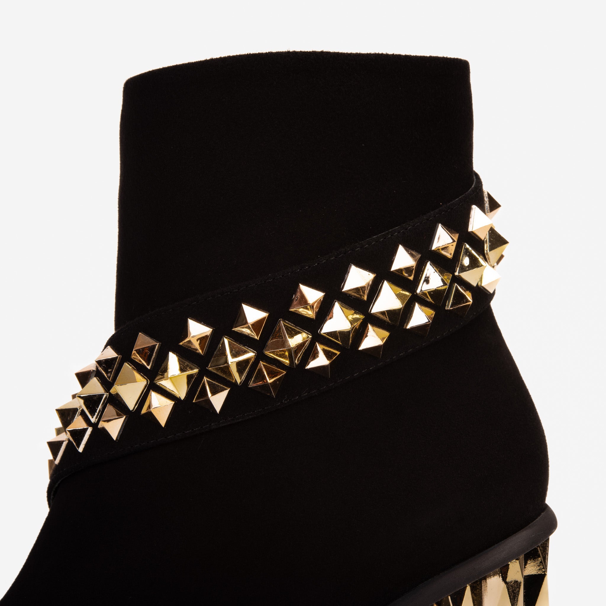 The Metal Black Suede Leather Block Heel Boot - Vinci Leather