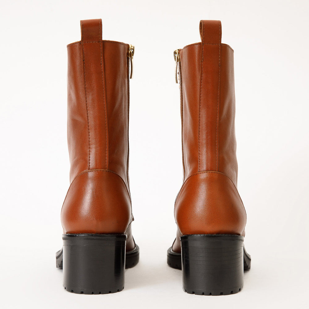 The Tuna Tan Leather Mid Calf  Boot - Vinci Leather