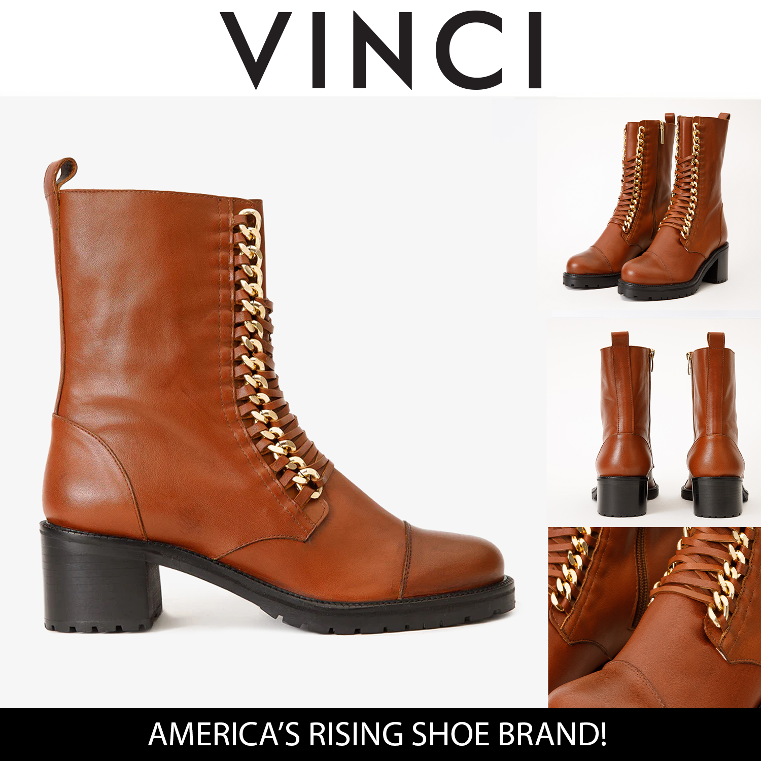 The Tuna Tan Leather Mid Calf  Boot - Vinci Leather