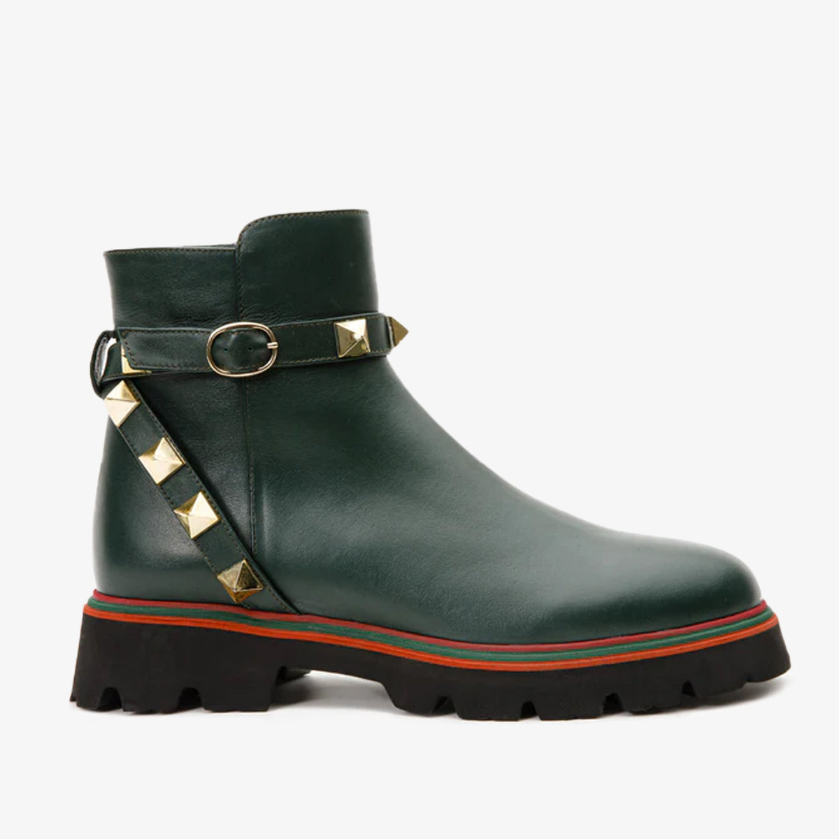 The Prag Green Leather Ankle Booto - Vinci Leather