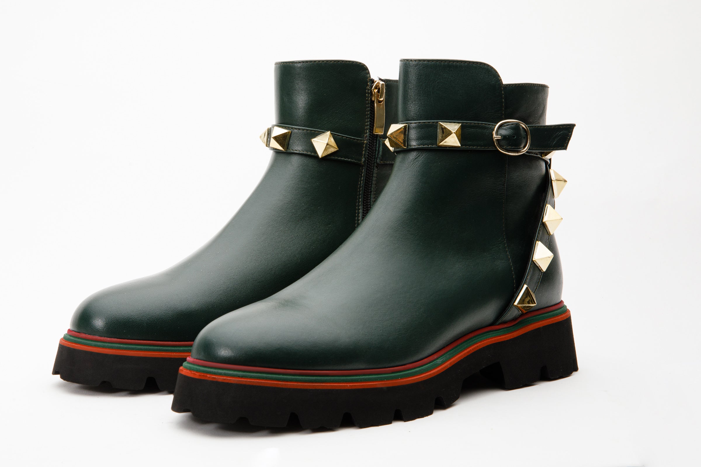 The Prag Green Leather Ankle Booto - Vinci Leather