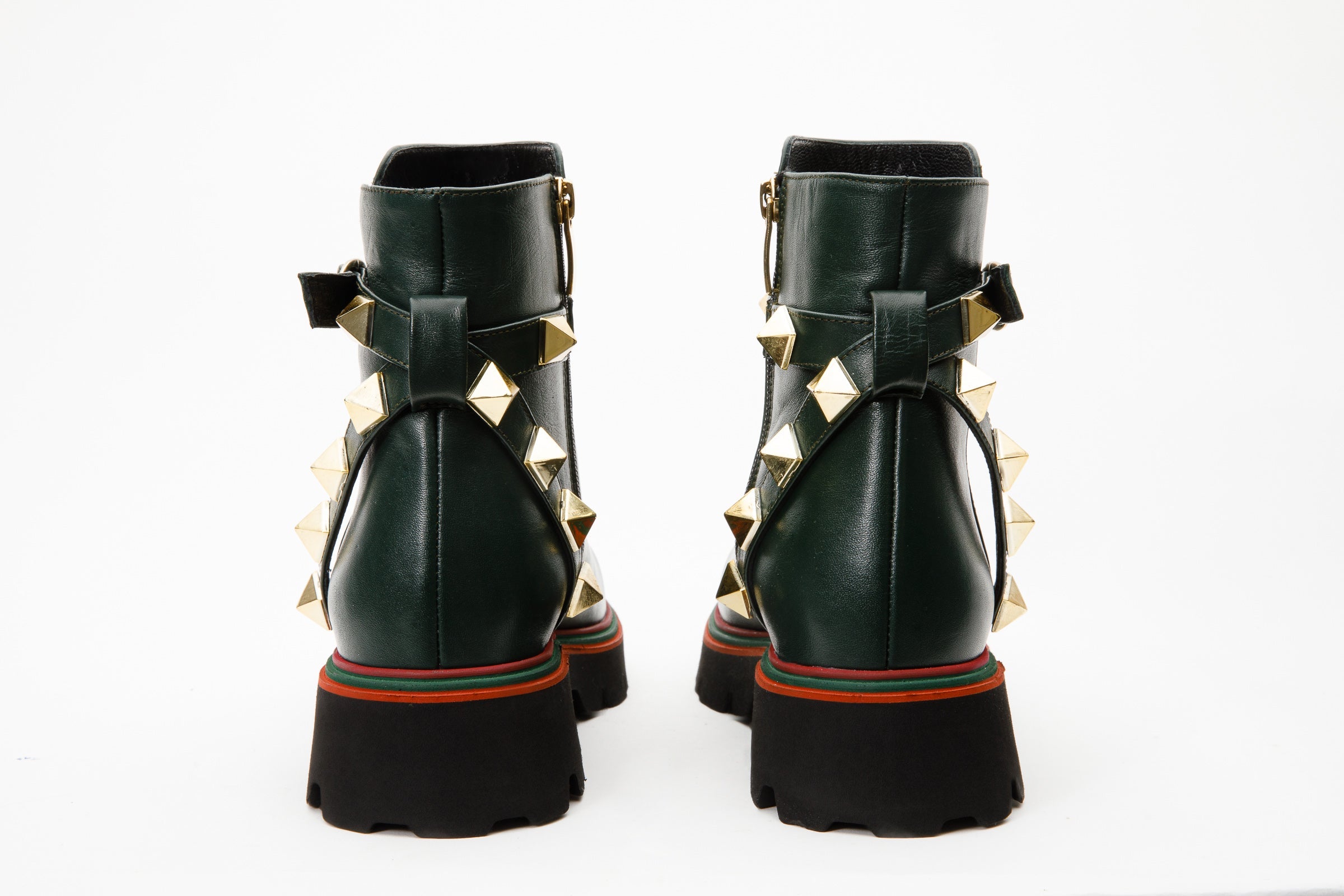 The Prag Green Leather Ankle Booto - Vinci Leather