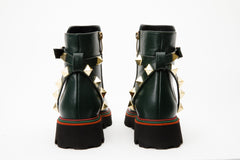 The Prag Green Leather Ankle Booto - Vinci Leather
