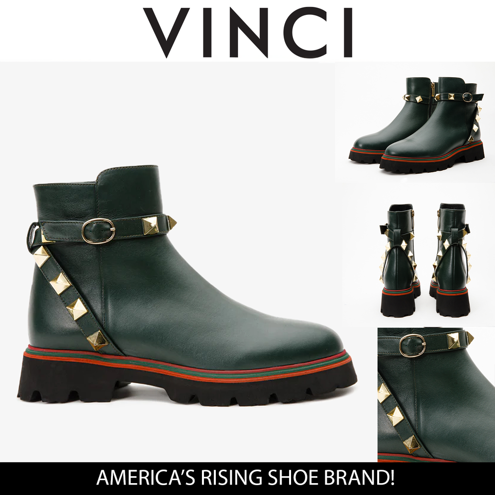 The Prag Green Leather Ankle Booto - Vinci Leather