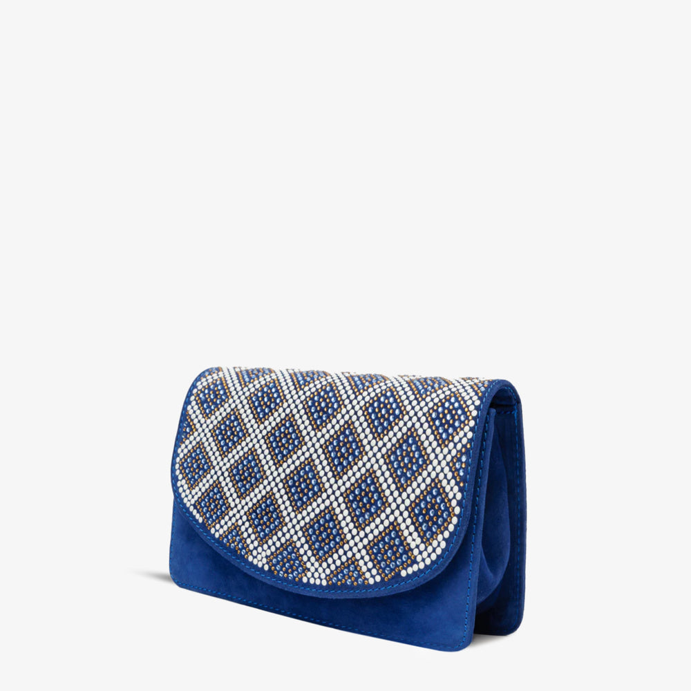 The Nampula Sax Blue Glitter Leather Handbag - Vinci Leather