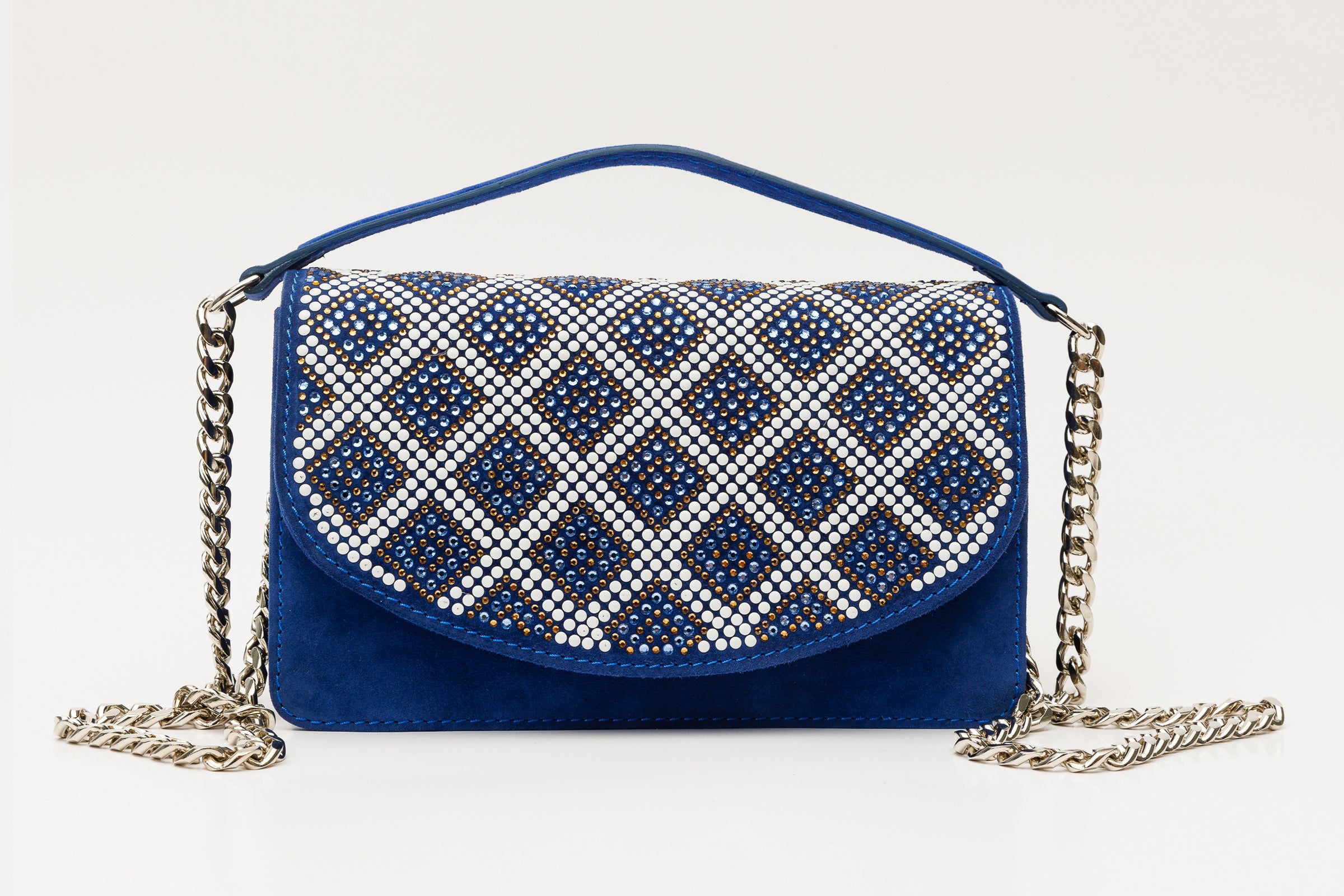 The Nampula Sax Blue Glitter Leather Handbag - Vinci Leather