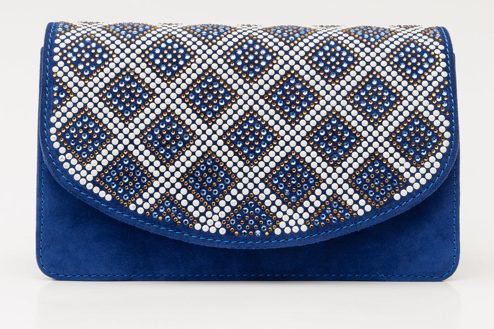 The Nampula Sax Blue Glitter Leather Handbag - Vinci Leather