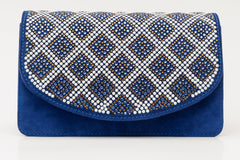 The Nampula Sax Blue Glitter Leather Handbag - Vinci Leather