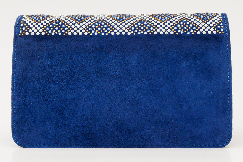 The Nampula Sax Blue Glitter Leather Handbag - Vinci Leather