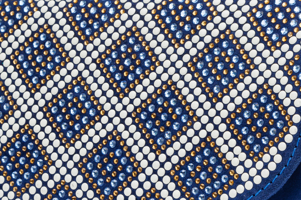 The Nampula Sax Blue Glitter Leather Handbag - Vinci Leather