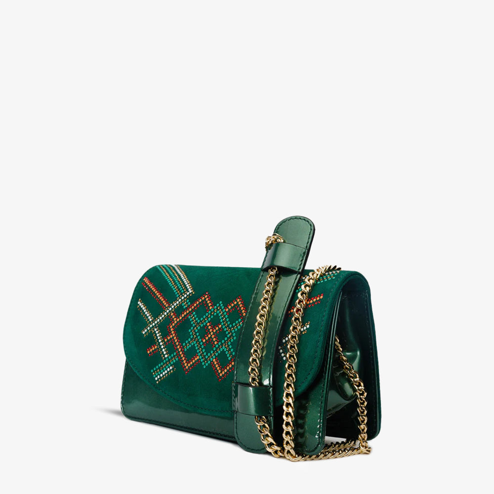 The Palma Green Glitter Leather Handbag - Vinci Leather