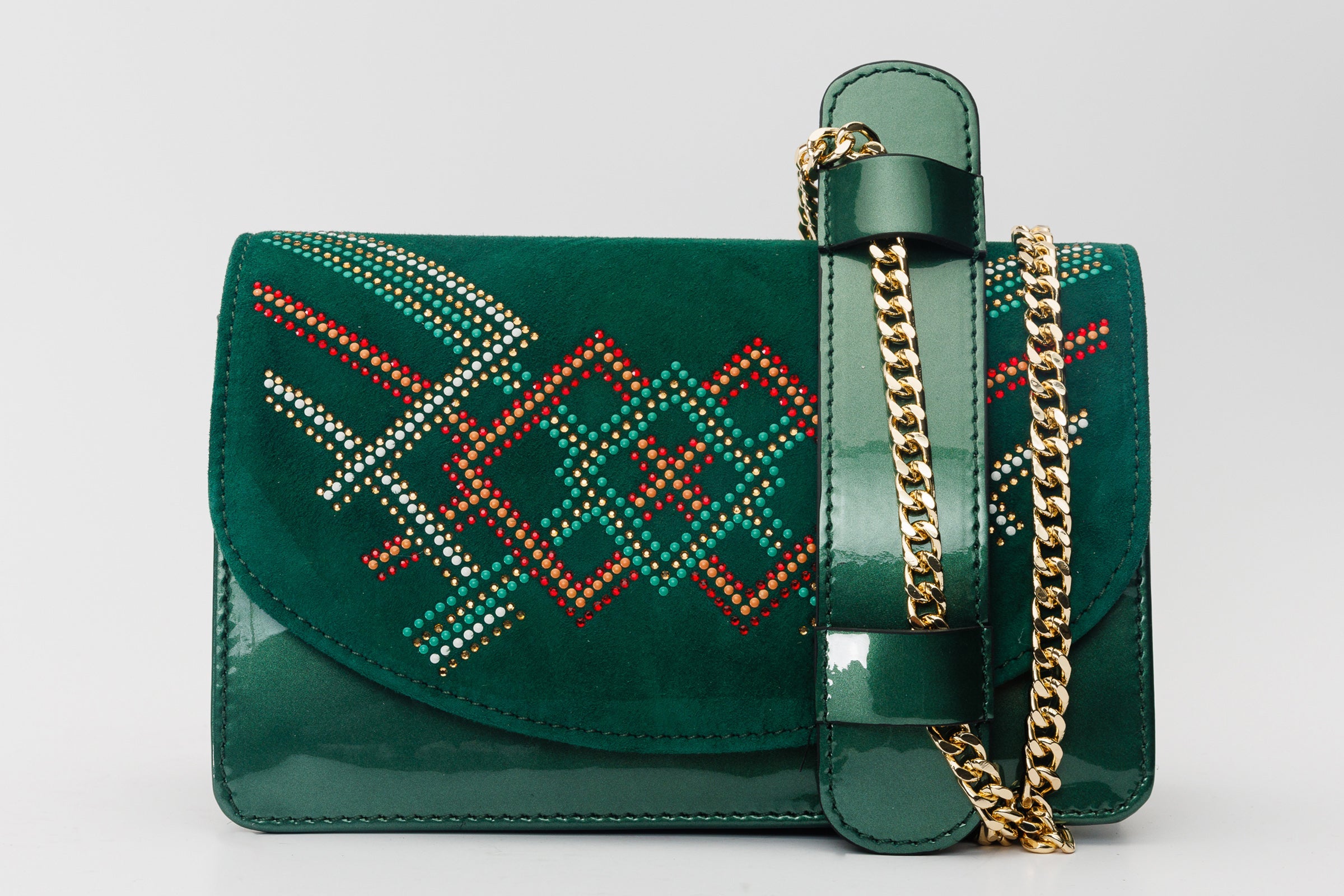 The Palma Green Glitter Leather Handbag - Vinci Leather