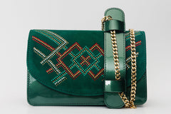 The Palma Green Glitter Leather Handbag - Vinci Leather