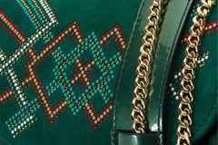 The Palma Green Glitter Leather Handbag - Vinci Leather