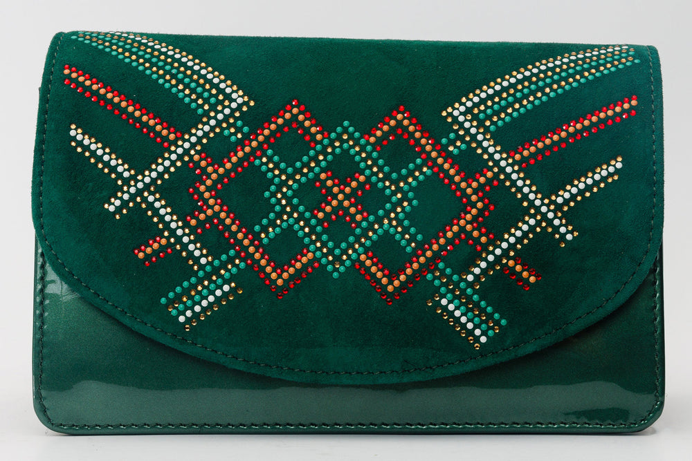 The Palma Green Glitter Leather Handbag - Vinci Leather