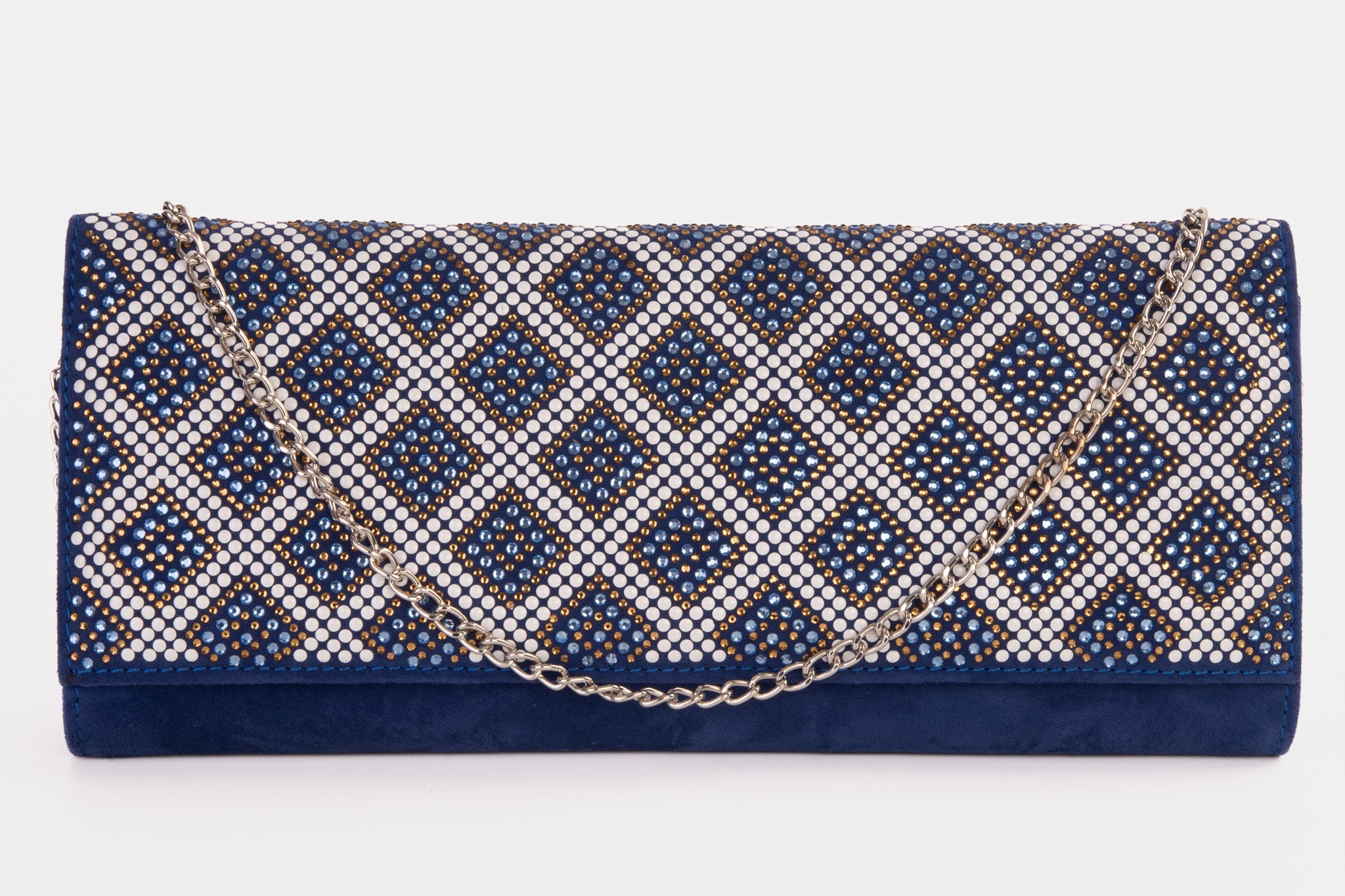 The Nampula Sax Blue Glitter Suede Leather Clutch - Vinci Leather
