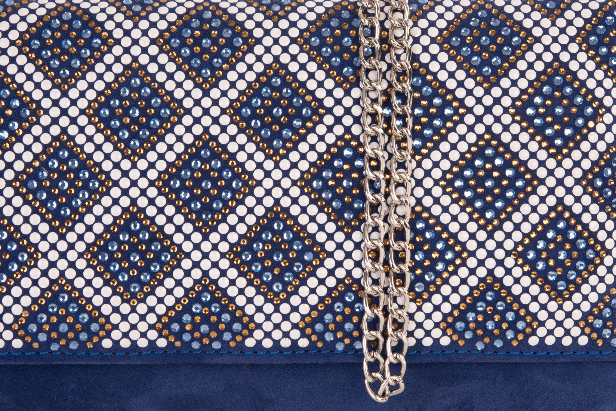 The Nampula Sax Blue Glitter Suede Leather Clutch - Vinci Leather