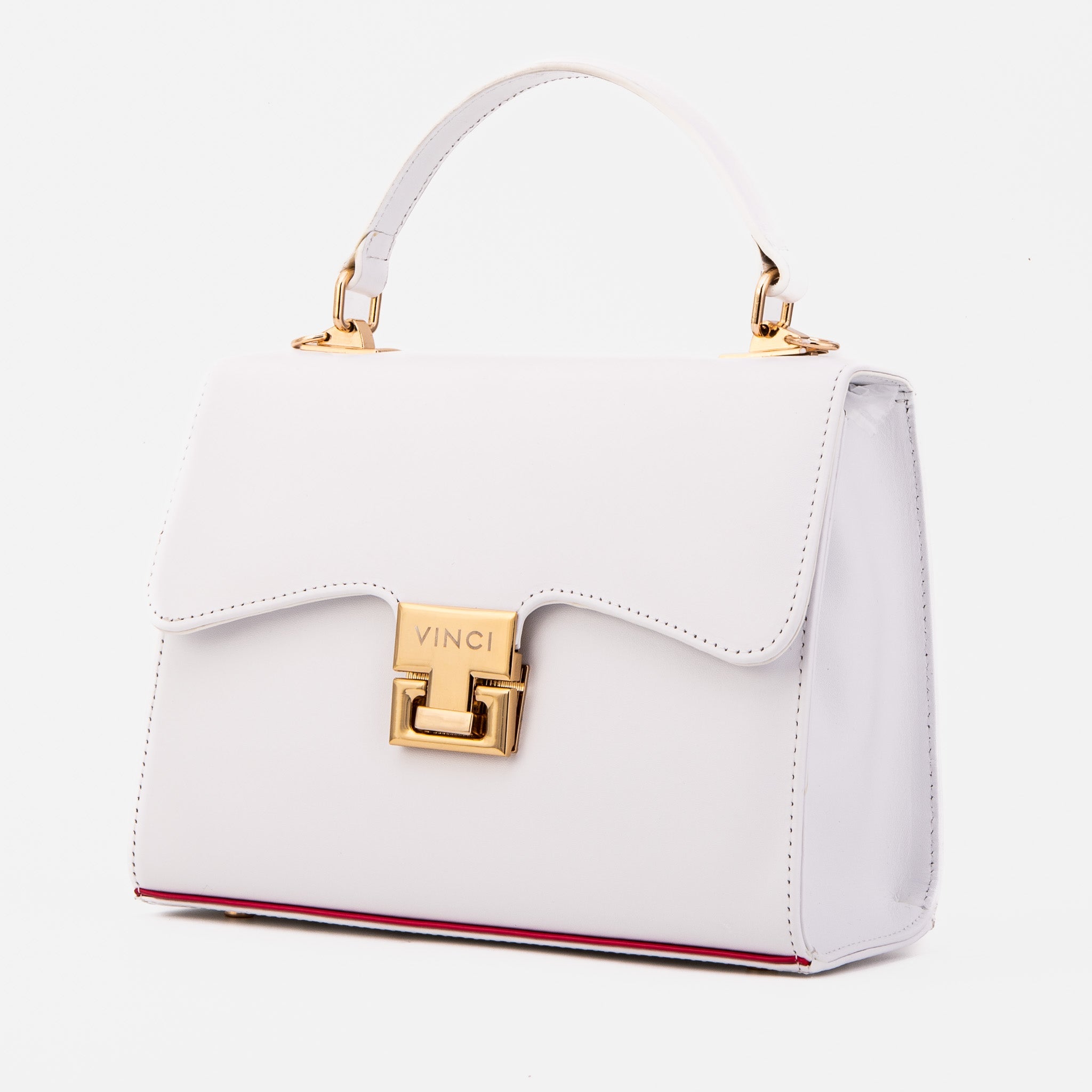 The Ege White Leather Handbag - Vinci Leather