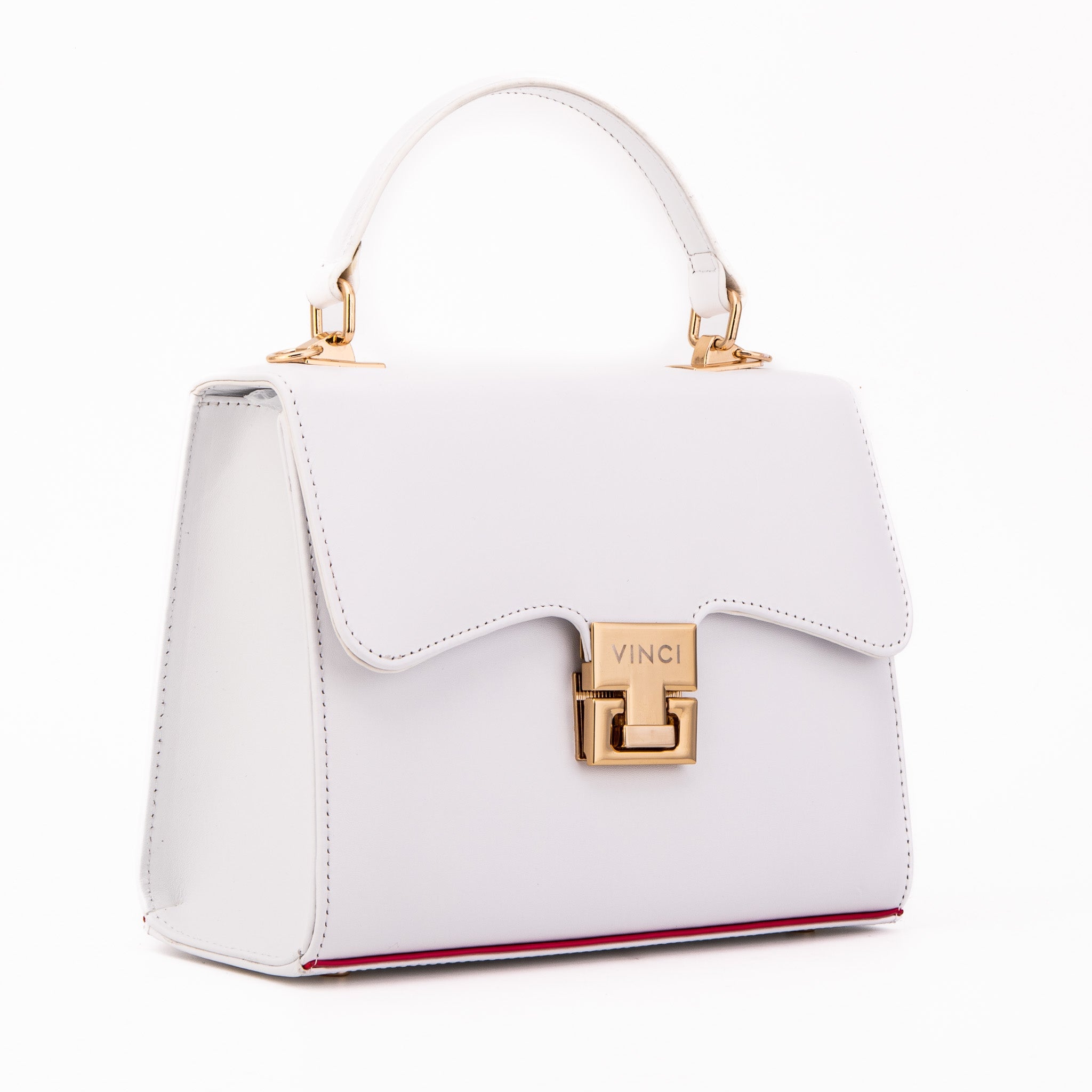 The Ege White Leather Handbag - Vinci Leather