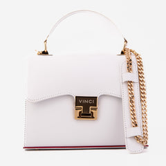 The Ege White Leather Handbag - Vinci Leather