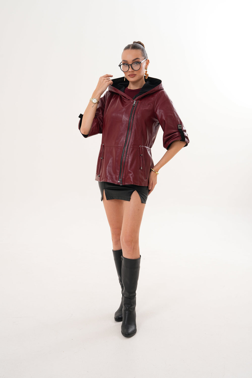 The Hudson Burgundy Leather Jacket - Vinci Leather
