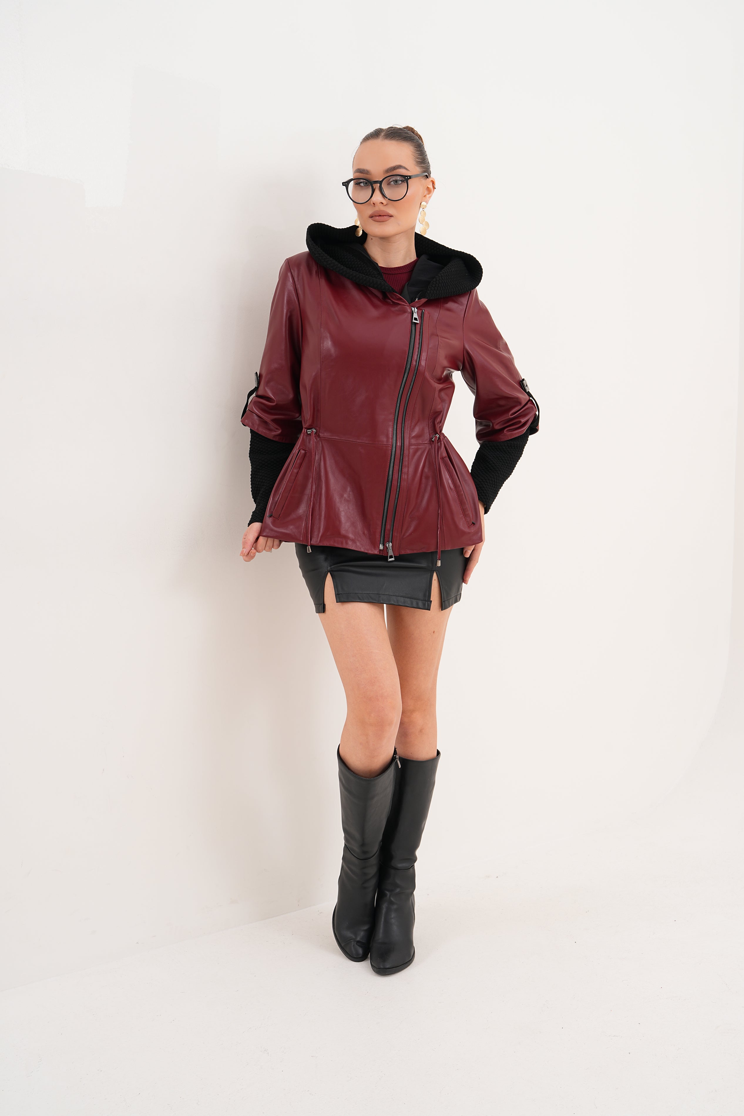 The Hudson Burgundy Leather Jacket - Vinci Leather
