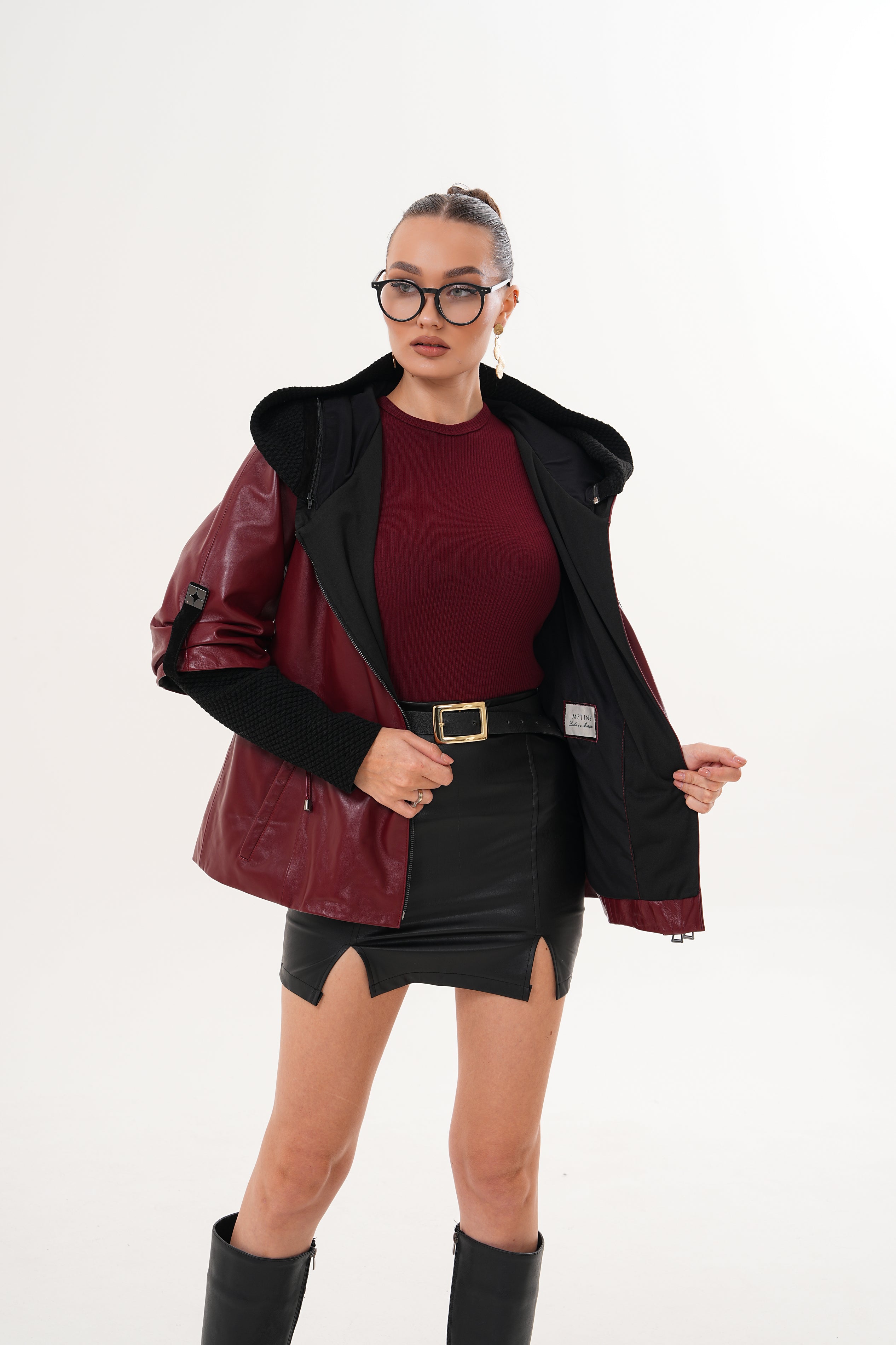 The Hudson Burgundy Leather Jacket - Vinci Leather