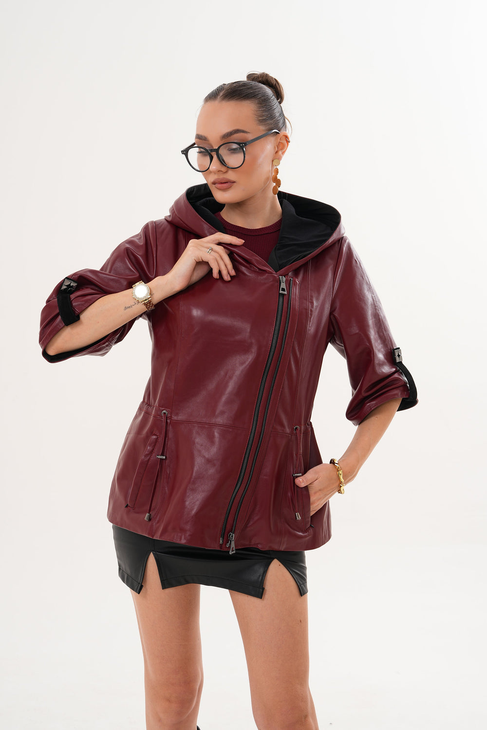 The Hudson Burgundy Leather Jacket - Vinci Leather