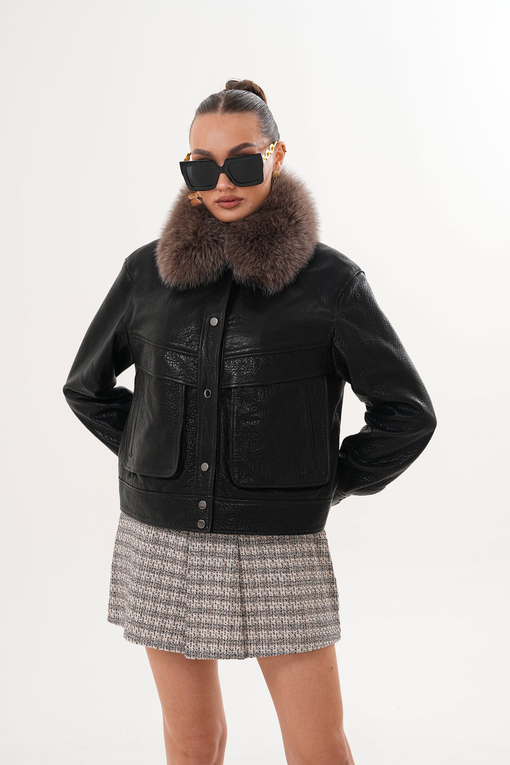 The Auretta Textured Leather Jacket - Vinci Leather
