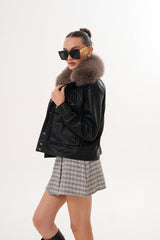 The Auretta Textured Leather Jacket - Vinci Leather