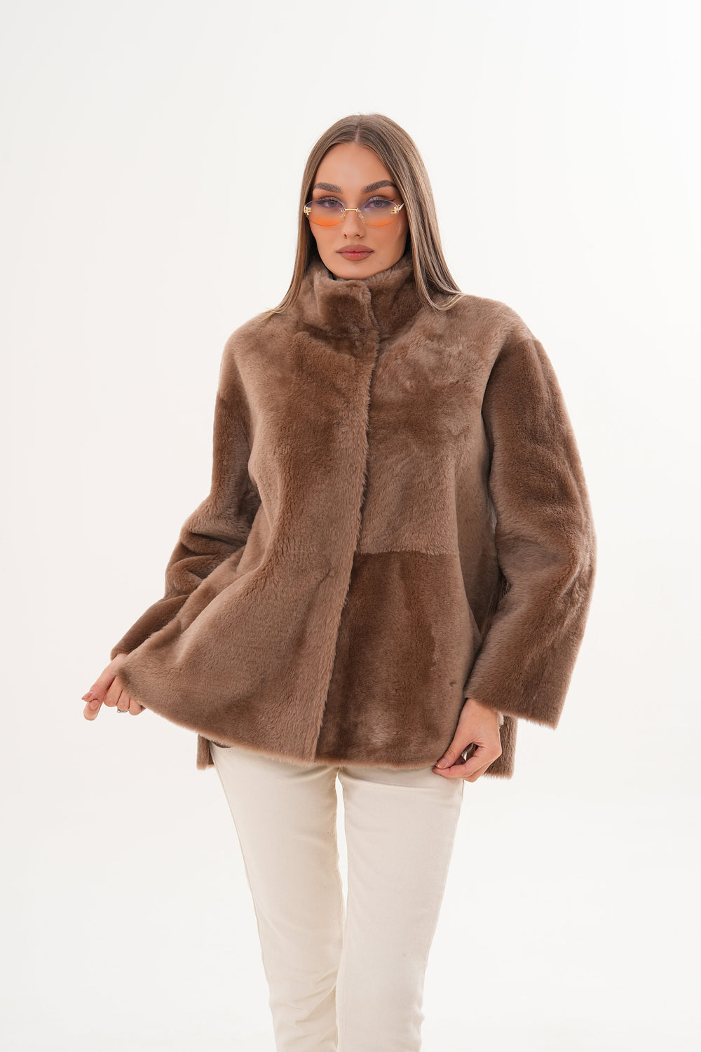 The Belluna Camel Reversible Shearling Jacket - Vinci Leather