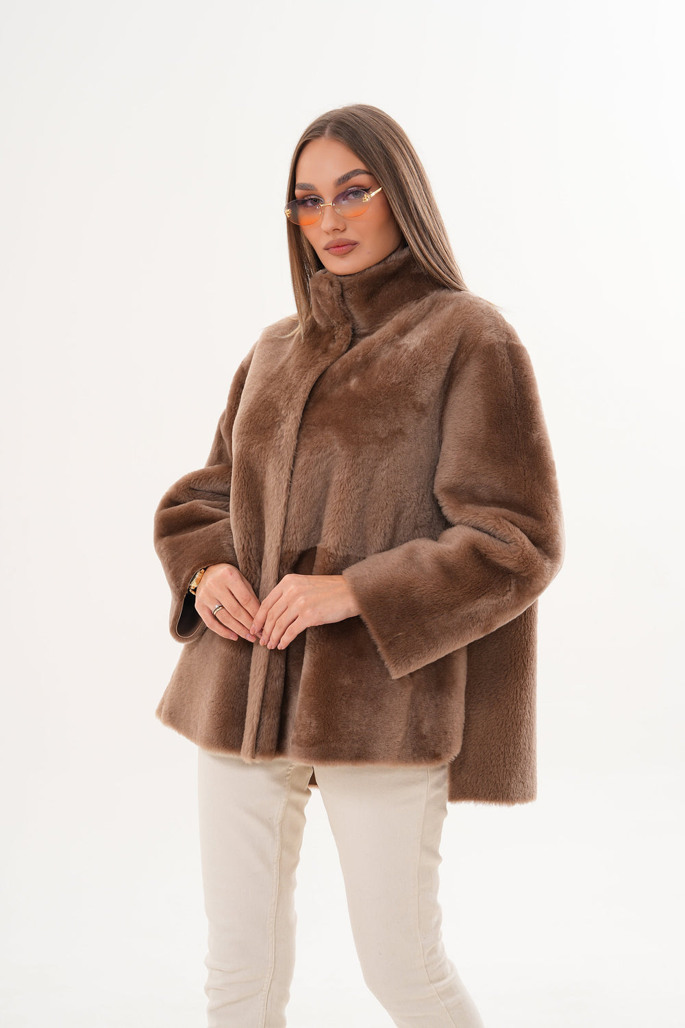The Belluna Camel Reversible Shearling Jacket - Vinci Leather