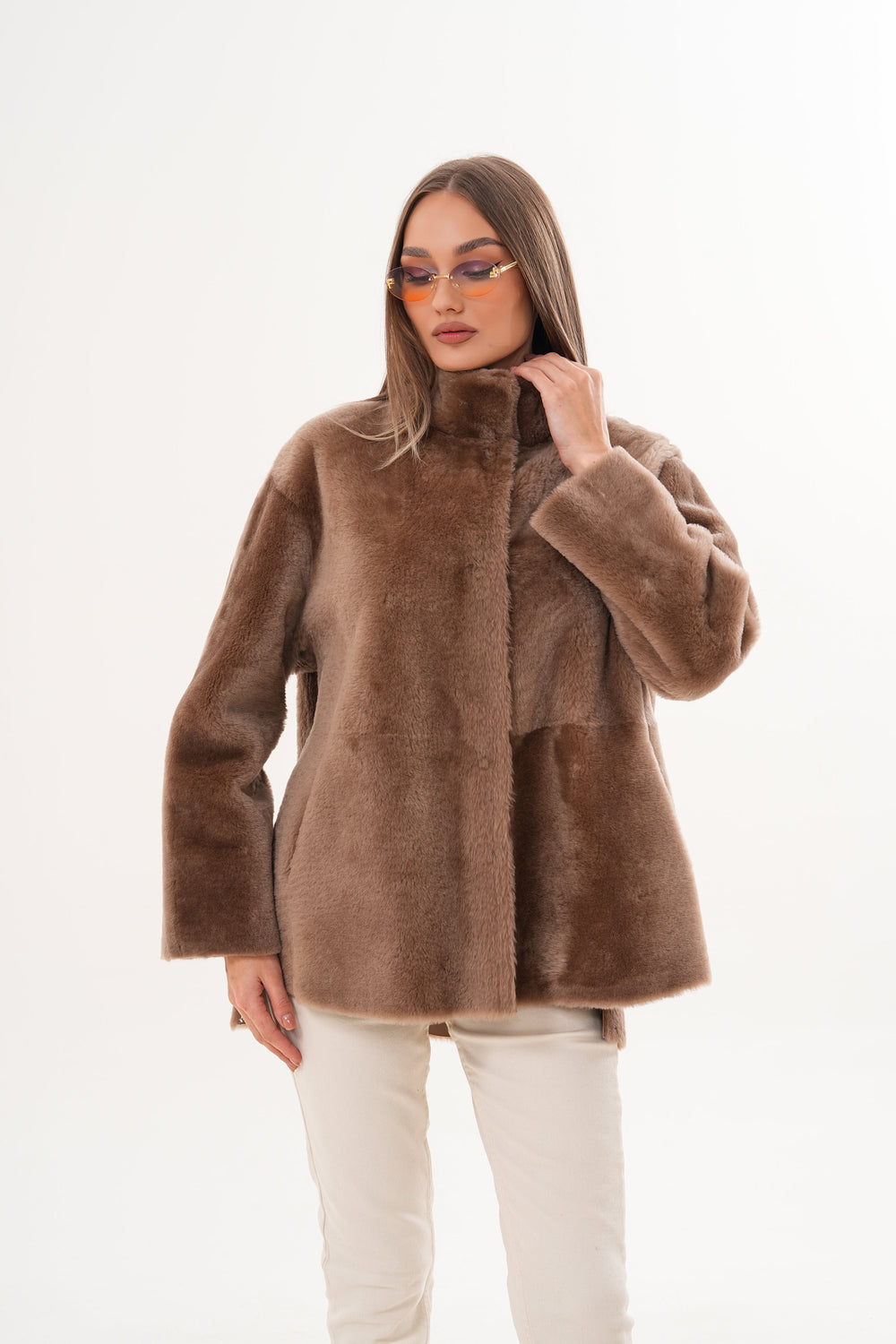 The Belluna Camel Reversible Shearling Jacket - Vinci Leather