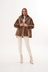 The Belluna Camel Reversible Shearling Jacket - Vinci Leather