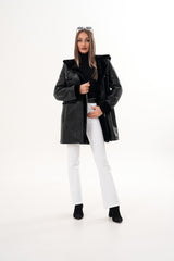 The Belluna Black Shearling Jacket - Vinci Leather