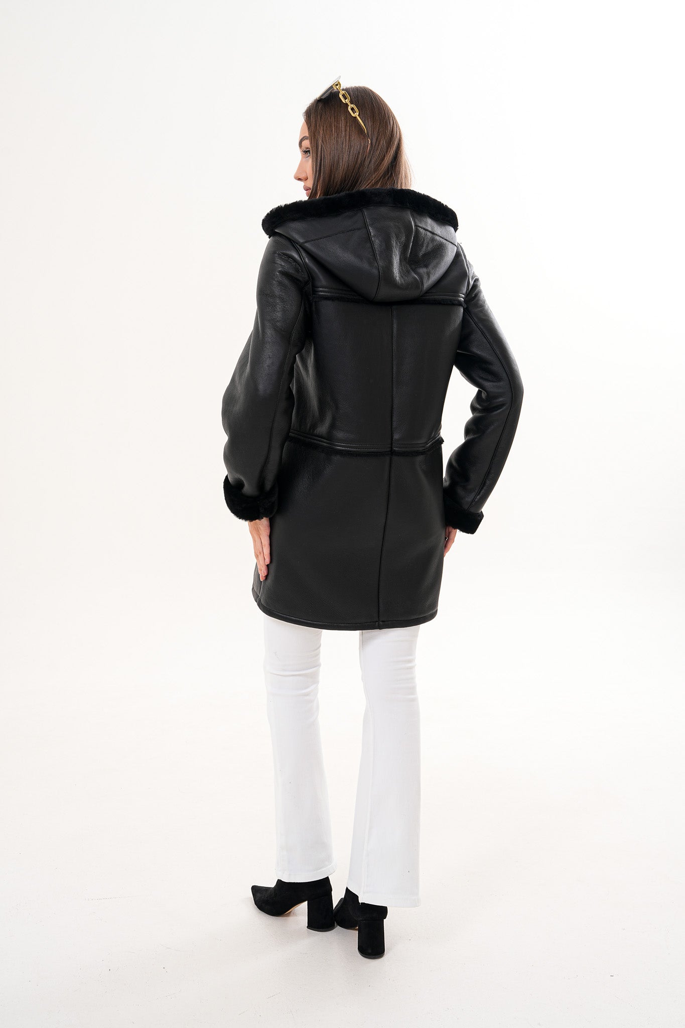 The Belluna Black Shearling Jacket - Vinci Leather