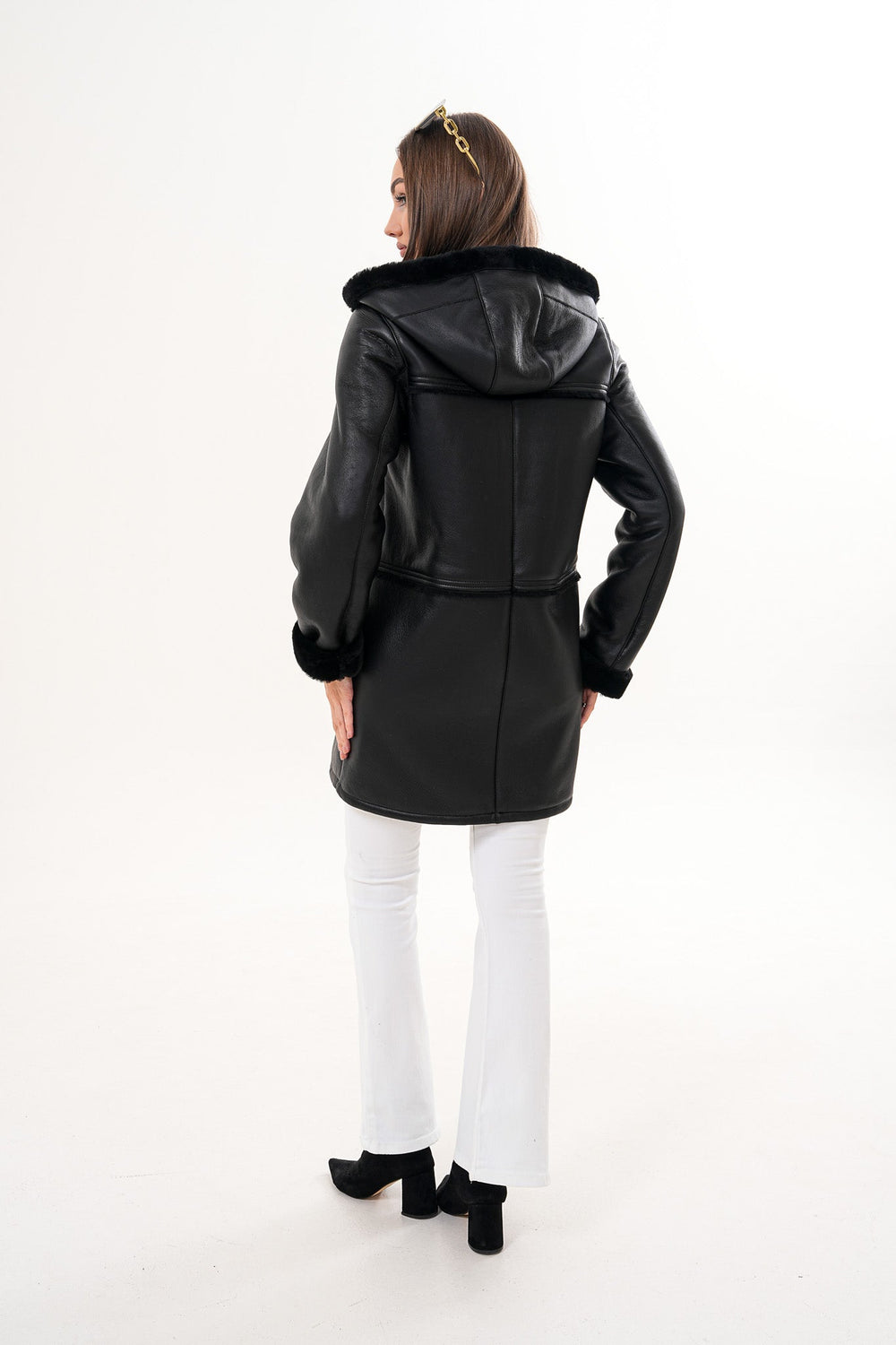 The Belluna Black Shearling Jacket - Vinci Leather