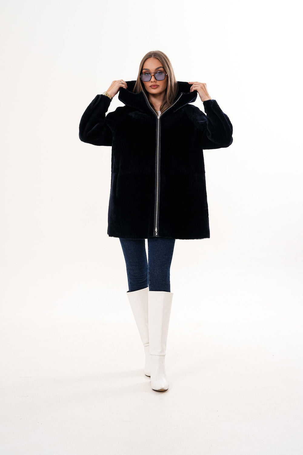 The Portofino Black Reversible Shearling Jacket - Vinci Leather