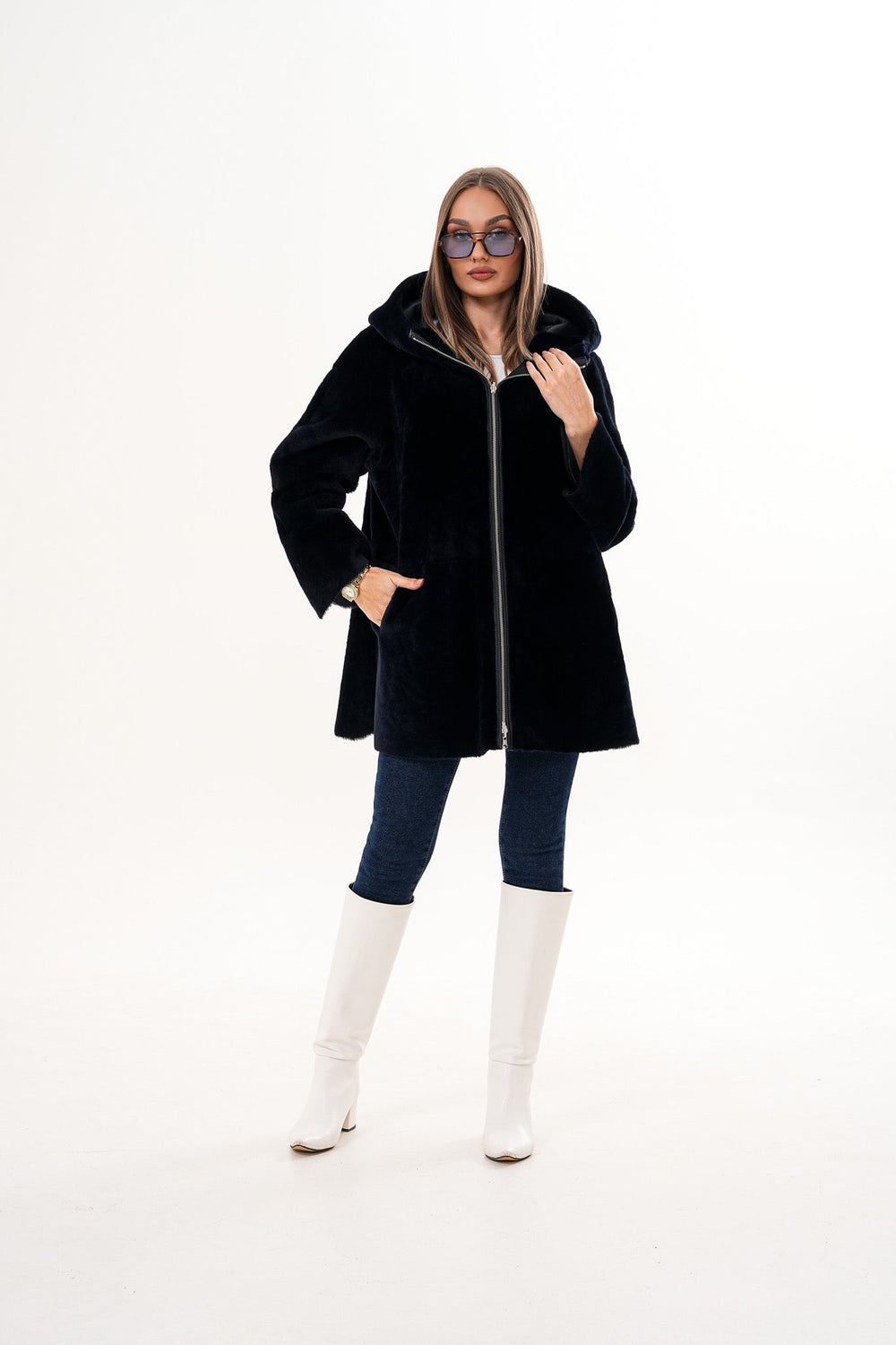 The Portofino Black Reversible Shearling Jacket - Vinci Leather